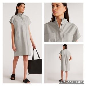 🎀 NWT EVERLANE The Easy Workwear organic cotton cap sleeve short Dress XS grey